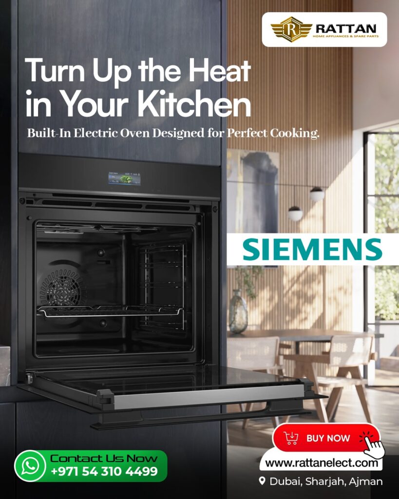 Siemens built-in electric oven in modern kitchen with Rattan Home Appliances UAE