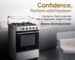 Hisense 60 cm stainless steel gas cooker with 4 burners and spacious oven displayed in a modern kitchen by Rattan Home Appliances UAE
