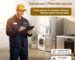 Technician providing home appliance repair and maintenance service for washing machine, air conditioner, dishwasher, microwave, cooker hood, and gas cooker